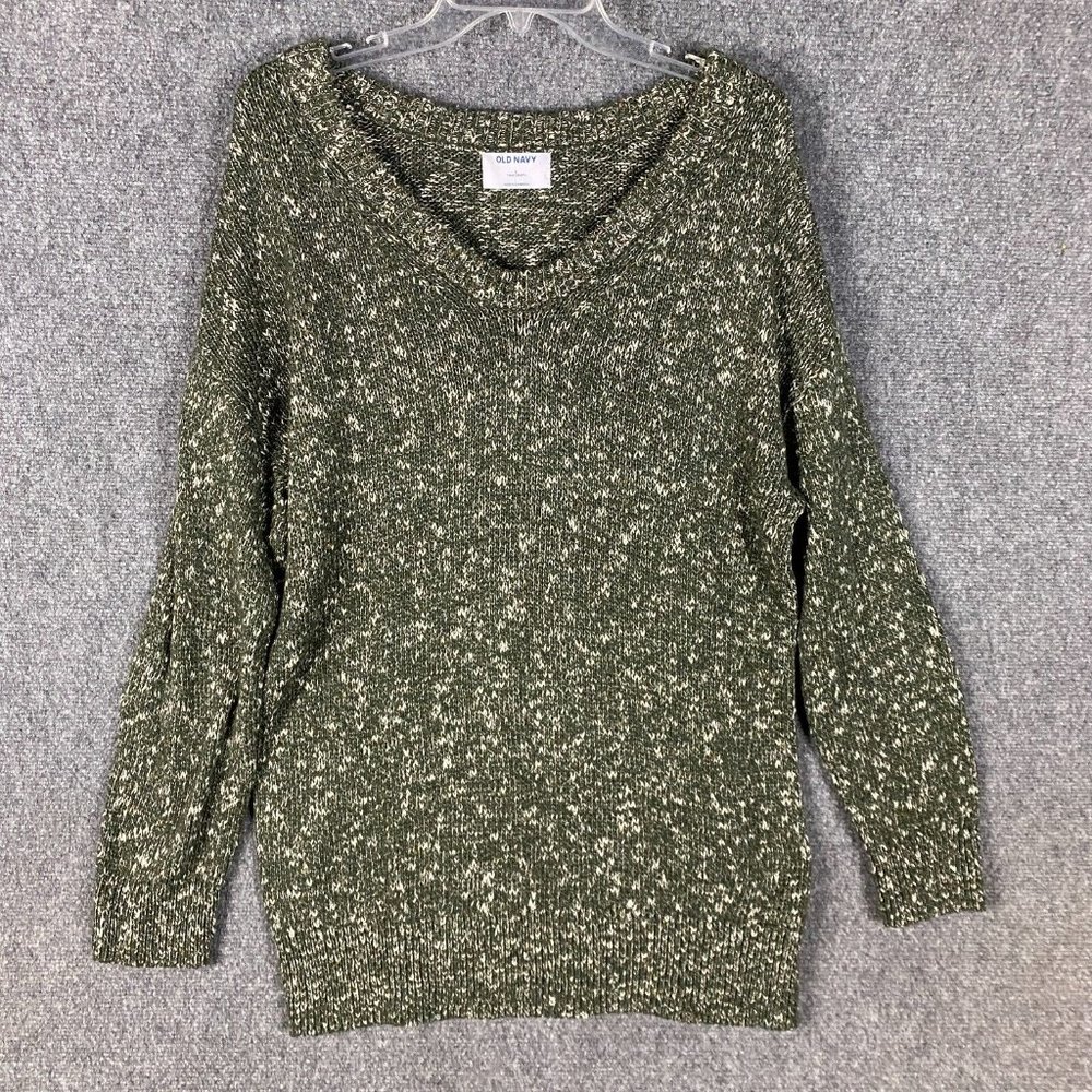 Old Navy Sweater Women's Large Knit Tunic Length Green Cotton L
